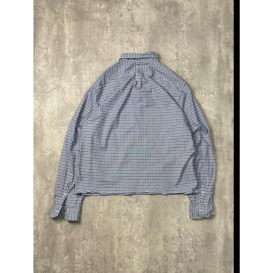 Vintage Polo Ralph Lauren Plaid Print Reworked Cropped Button Up Shirt Sz XL