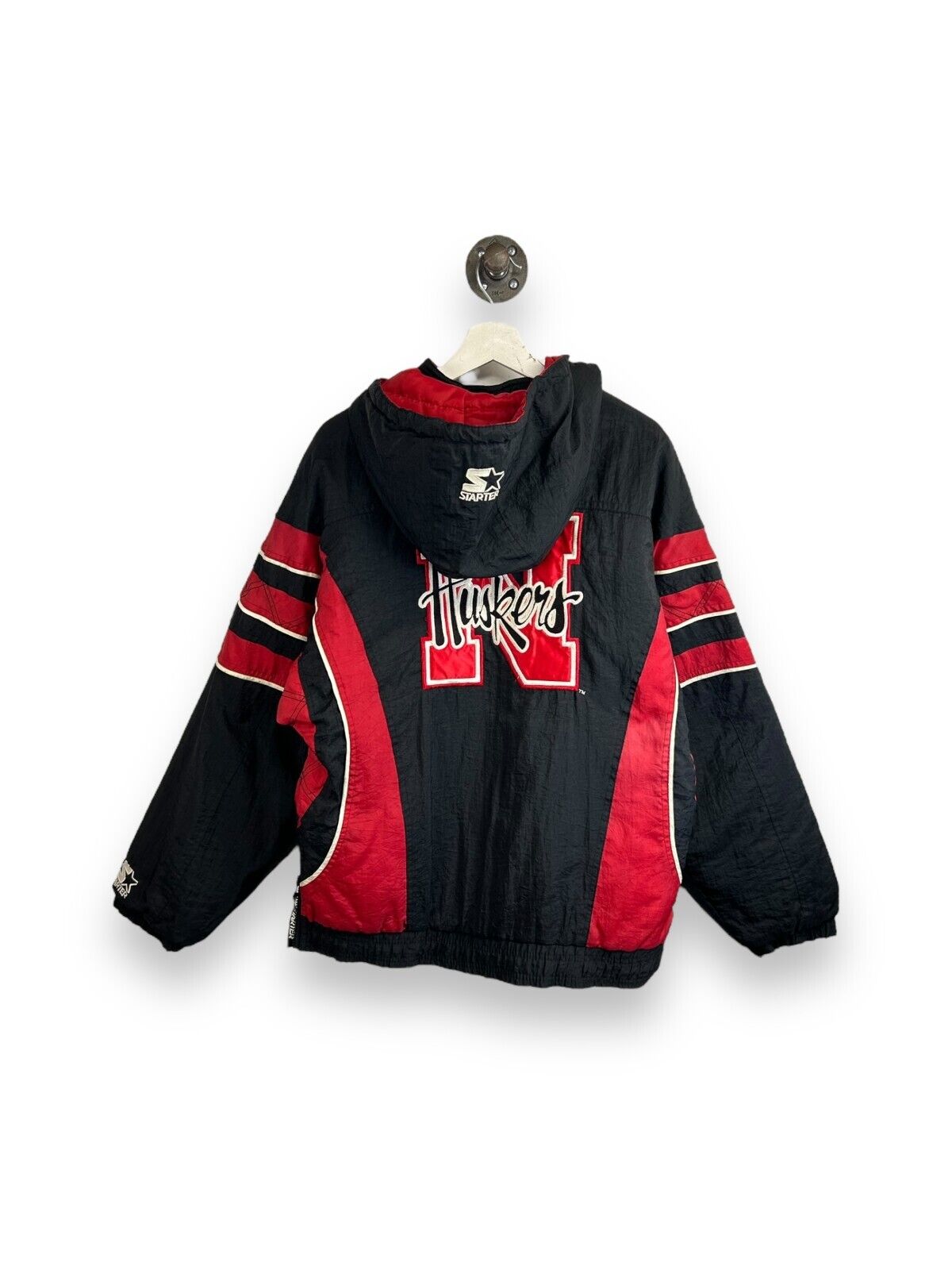 Vintage 90s Nebraska Cornhuskers NCAA Insulated 1/2 Zip Starter Jacket Size XL