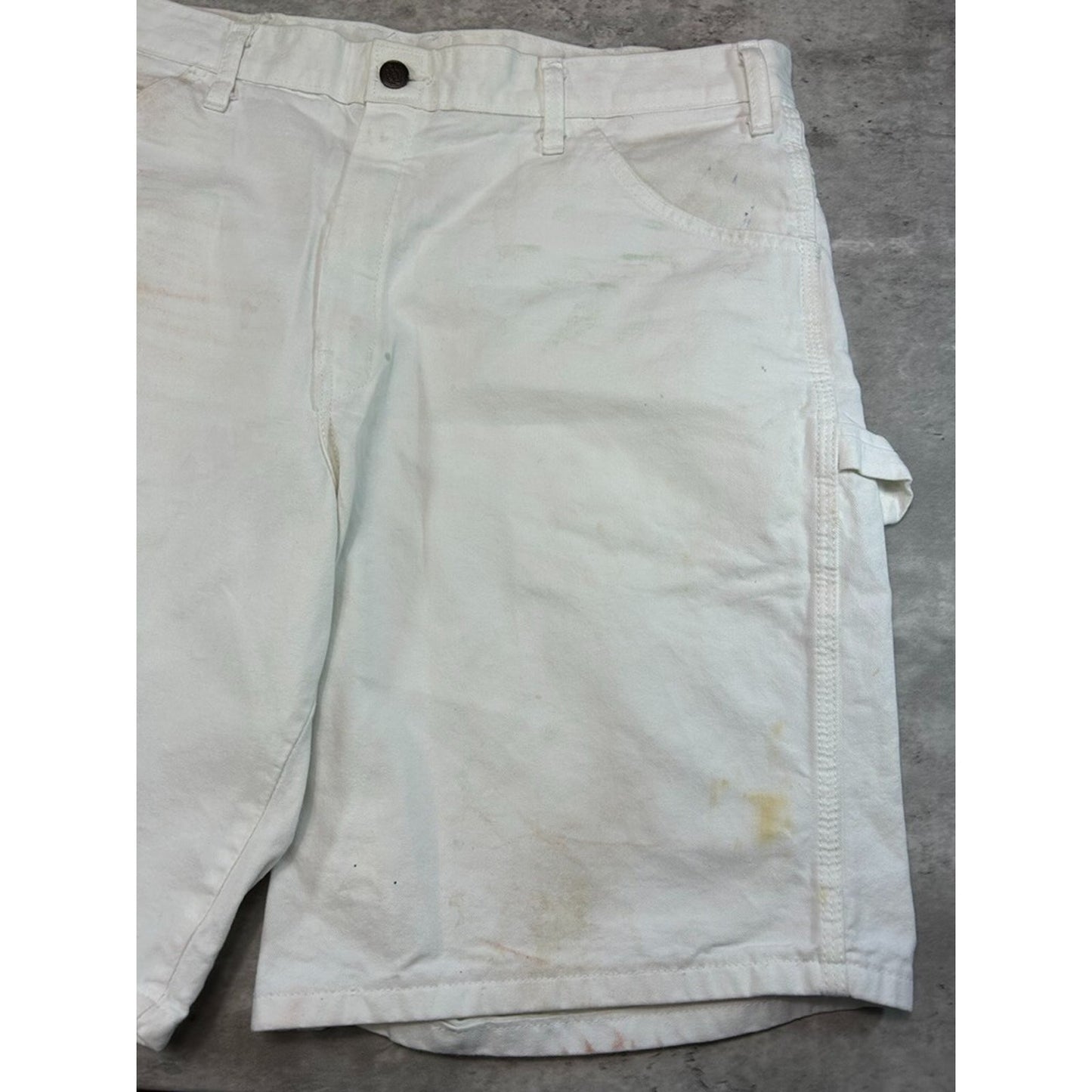 Vintage Dickies Canvas Workwear Painters Shorts Size 36 White