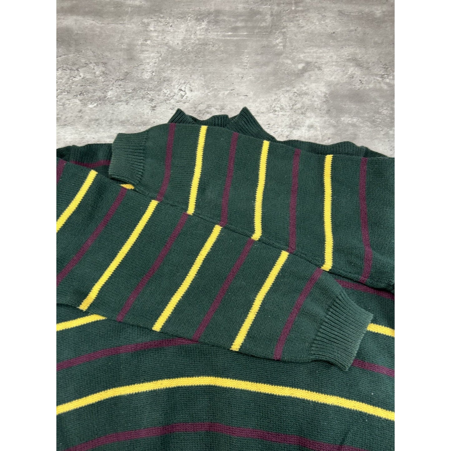 Vintage 90s Polo Ralph Lauren Striped 1/4 Button Pullover Knit Sweater Size XL