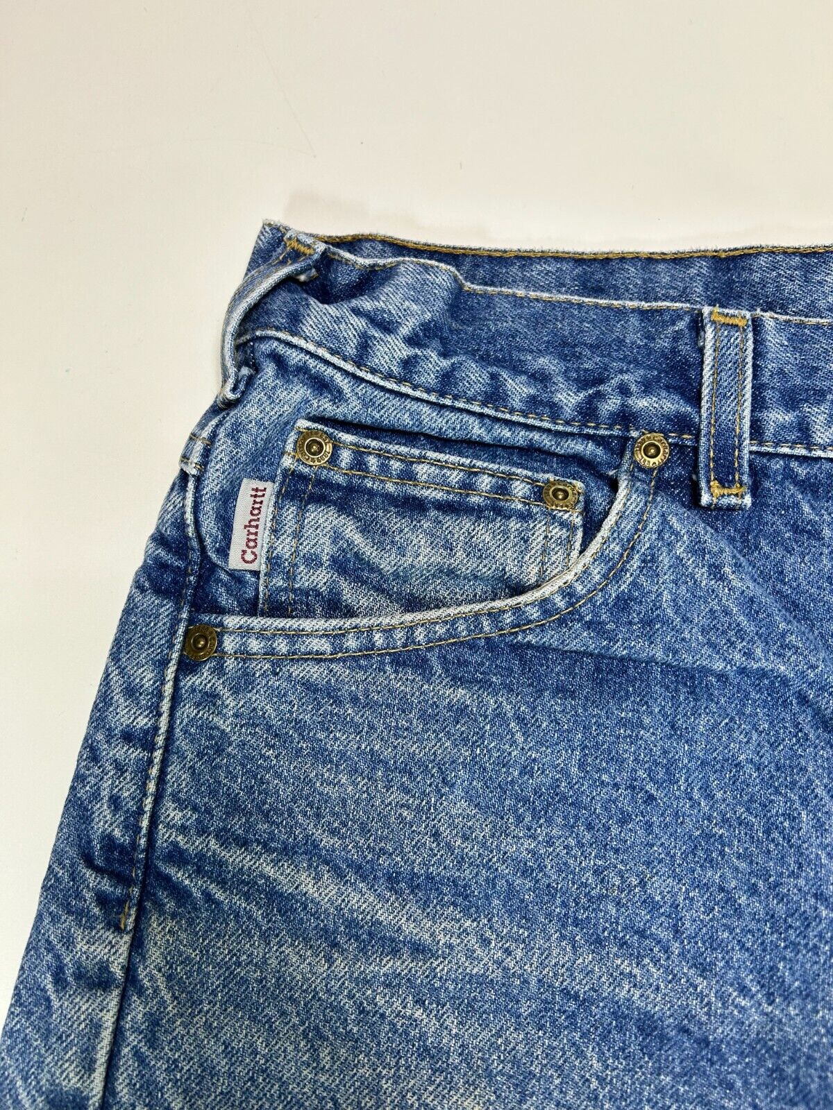 Vintage Carhartt Medium Wash Denim Work Wear Pants Size 30W Blue