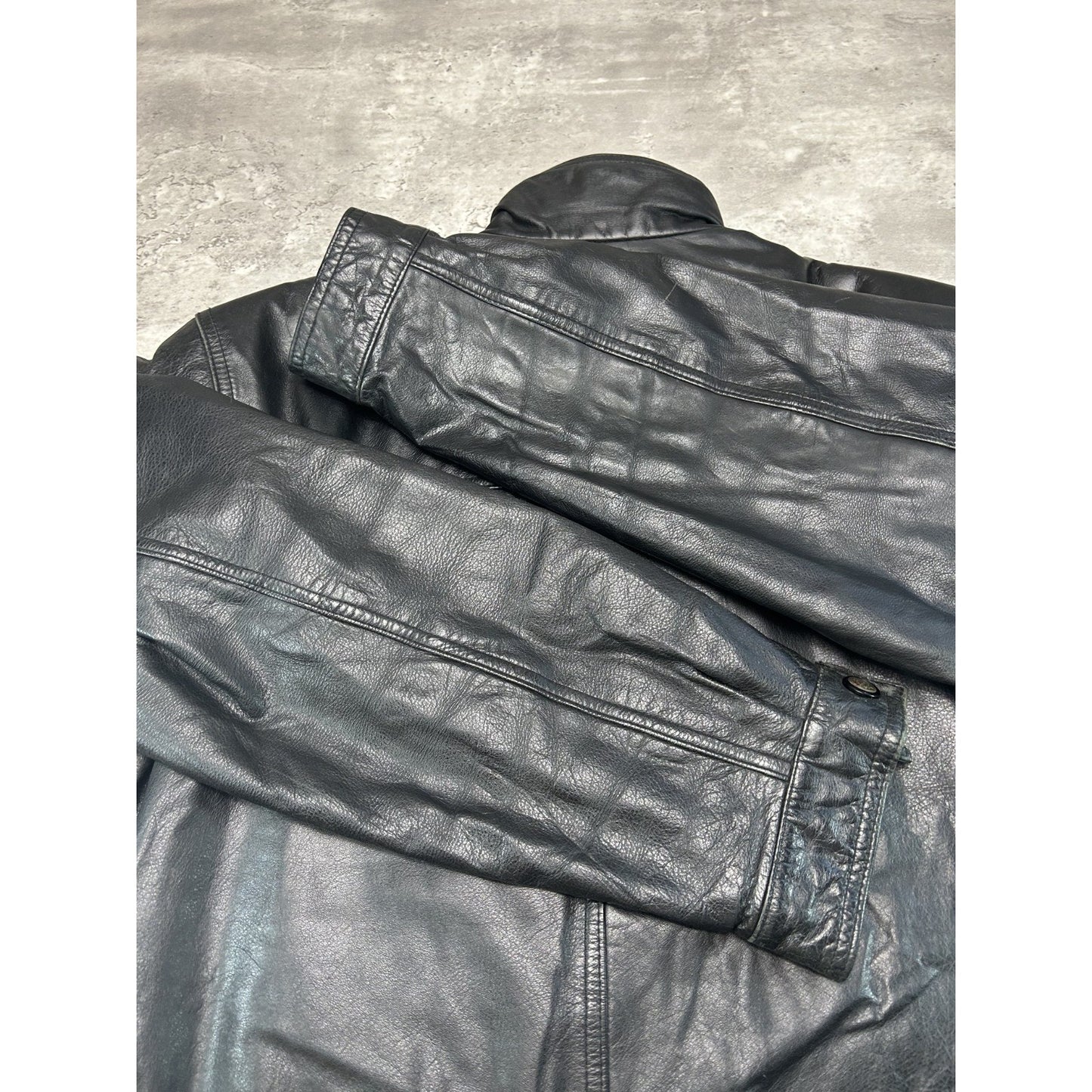 Vintage 90s Danier Full Zip Leather Bomber Jacket Size Small Black