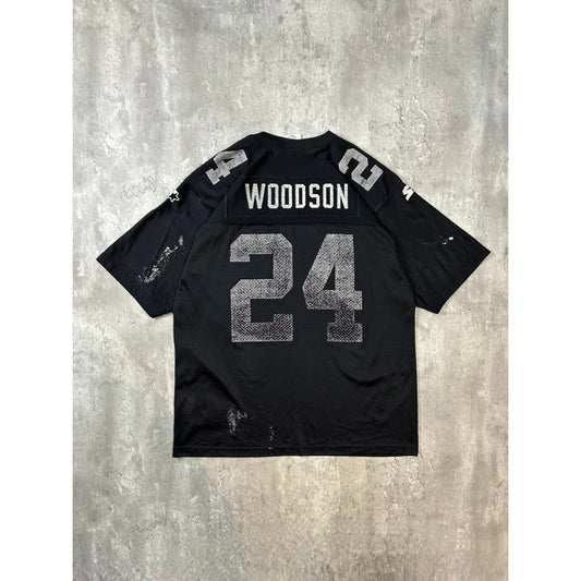 Vintage 1998 Charles Woodson #24 Oakland Raiders NFL Starter Jersey Size Large