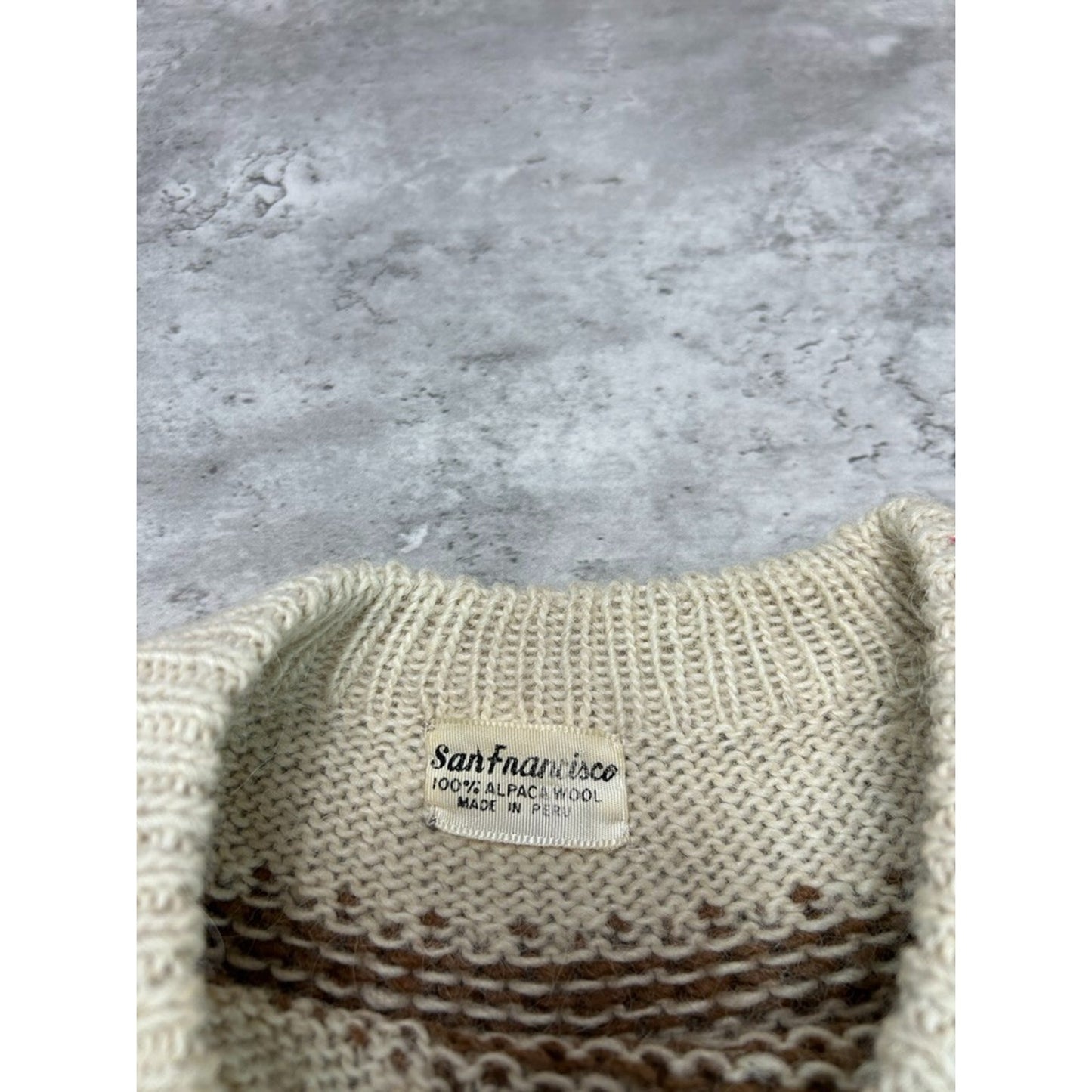 Vintage 1970s San Francisco Abstract Striped Heavyweight Knit Sweater Size Large