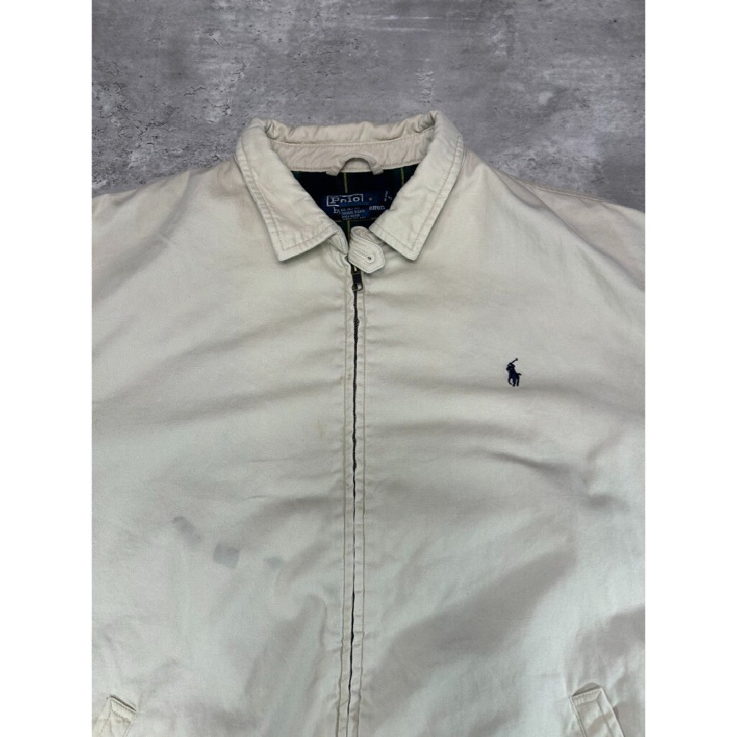 Vintage Polo Ralph Lauren Embroidered Pony Plaid Lined Harrington Jacket Large