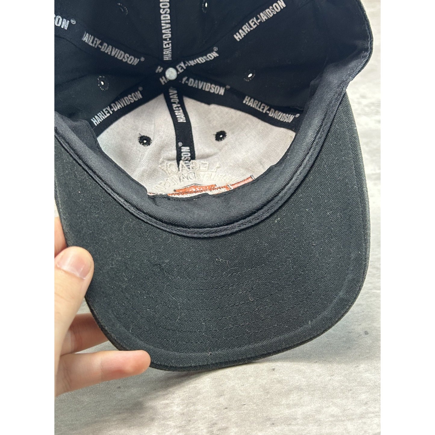 Vintage Harley Davidson Embroidered Classic Spellout Strapback Hat OSFA