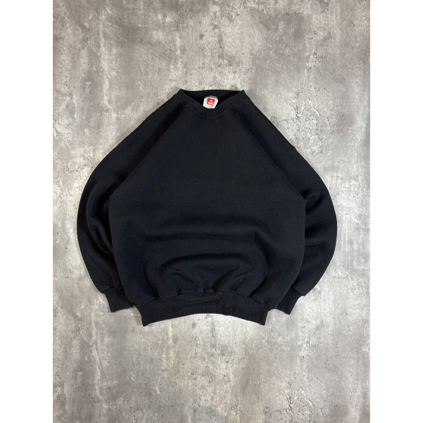 Vintage 90s Hanes Blank Pullover Crewneck Sweatshirt Size Large Black
