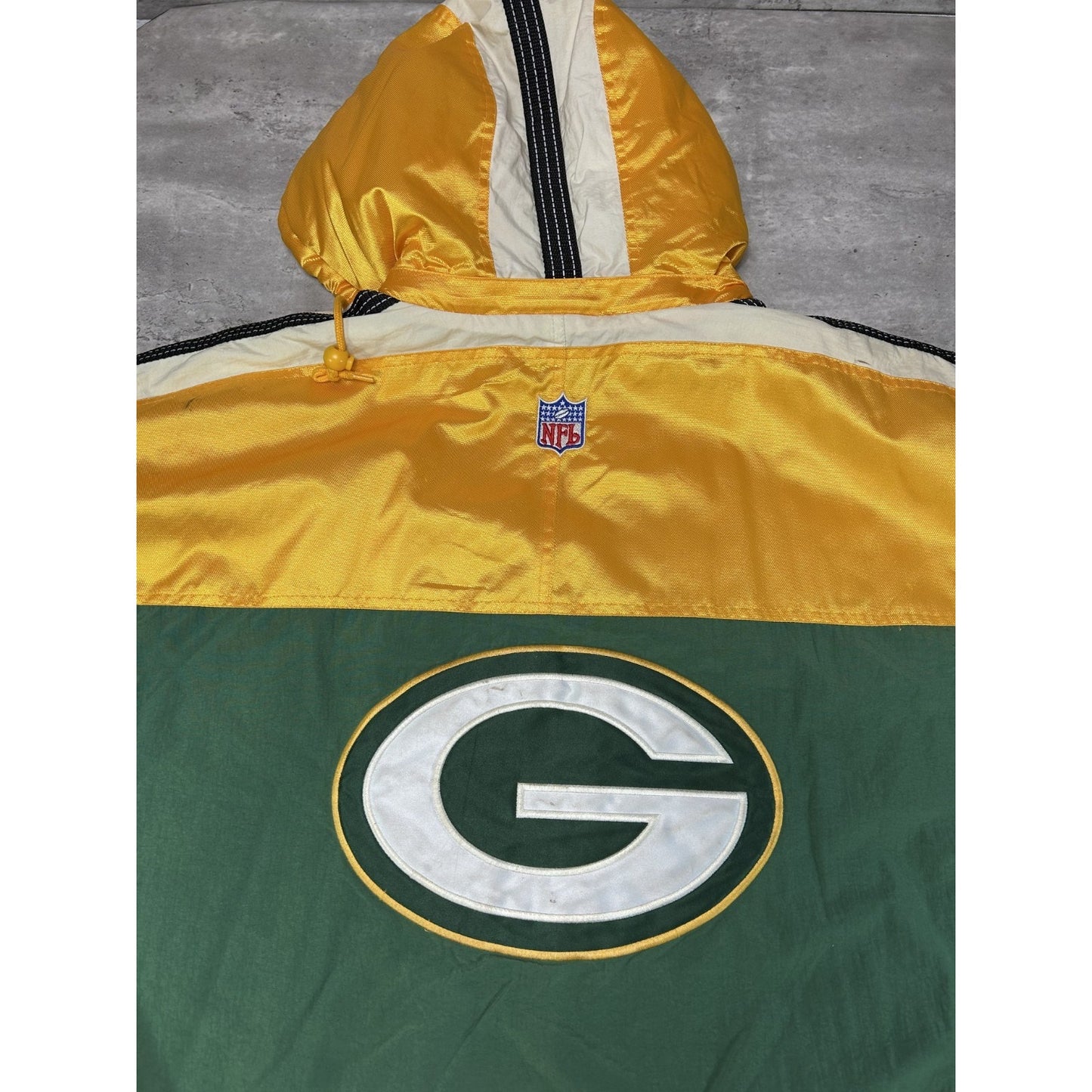 Vintage 90s Green Bay Packers NFL Insulated Starter Full Zip Hooded Jacket Large