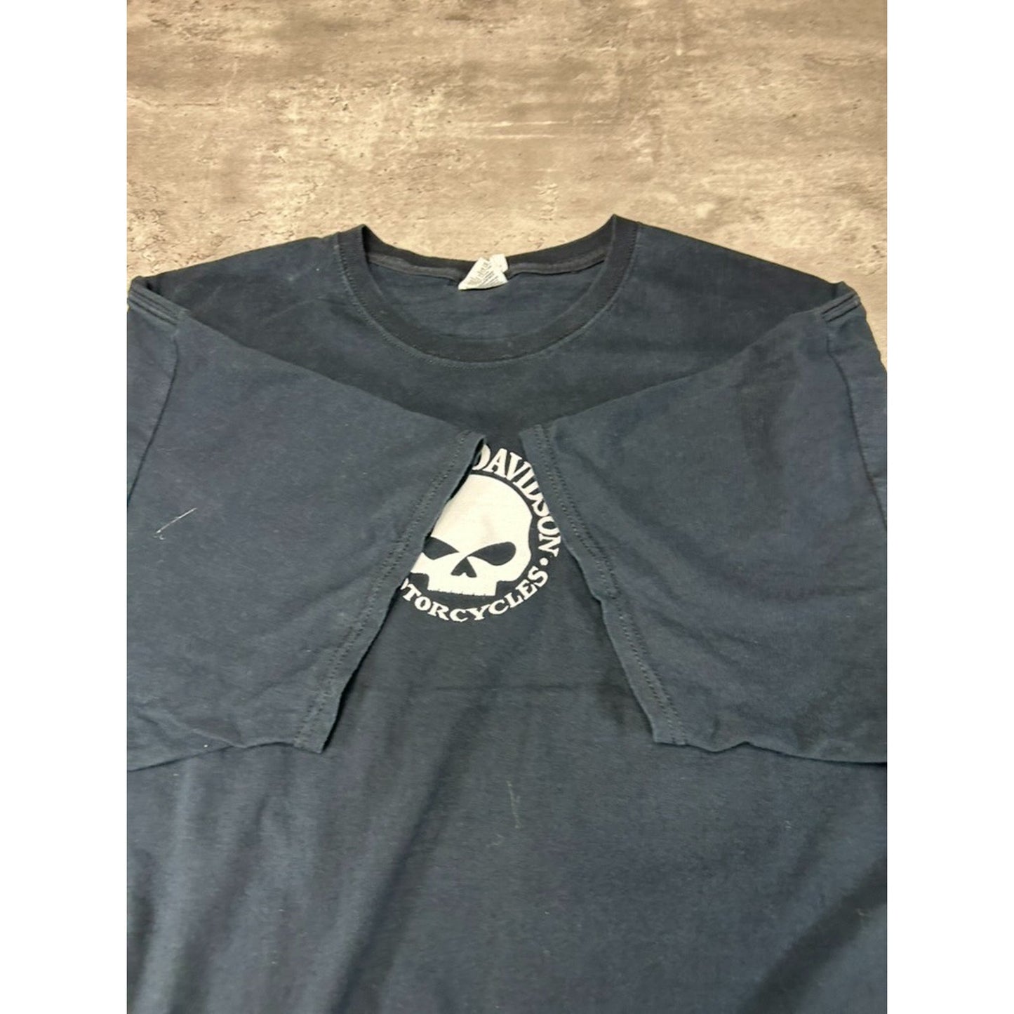 Vintage Harley Davidson American Flag skull Graphic T-Shirt Size 2XL Black