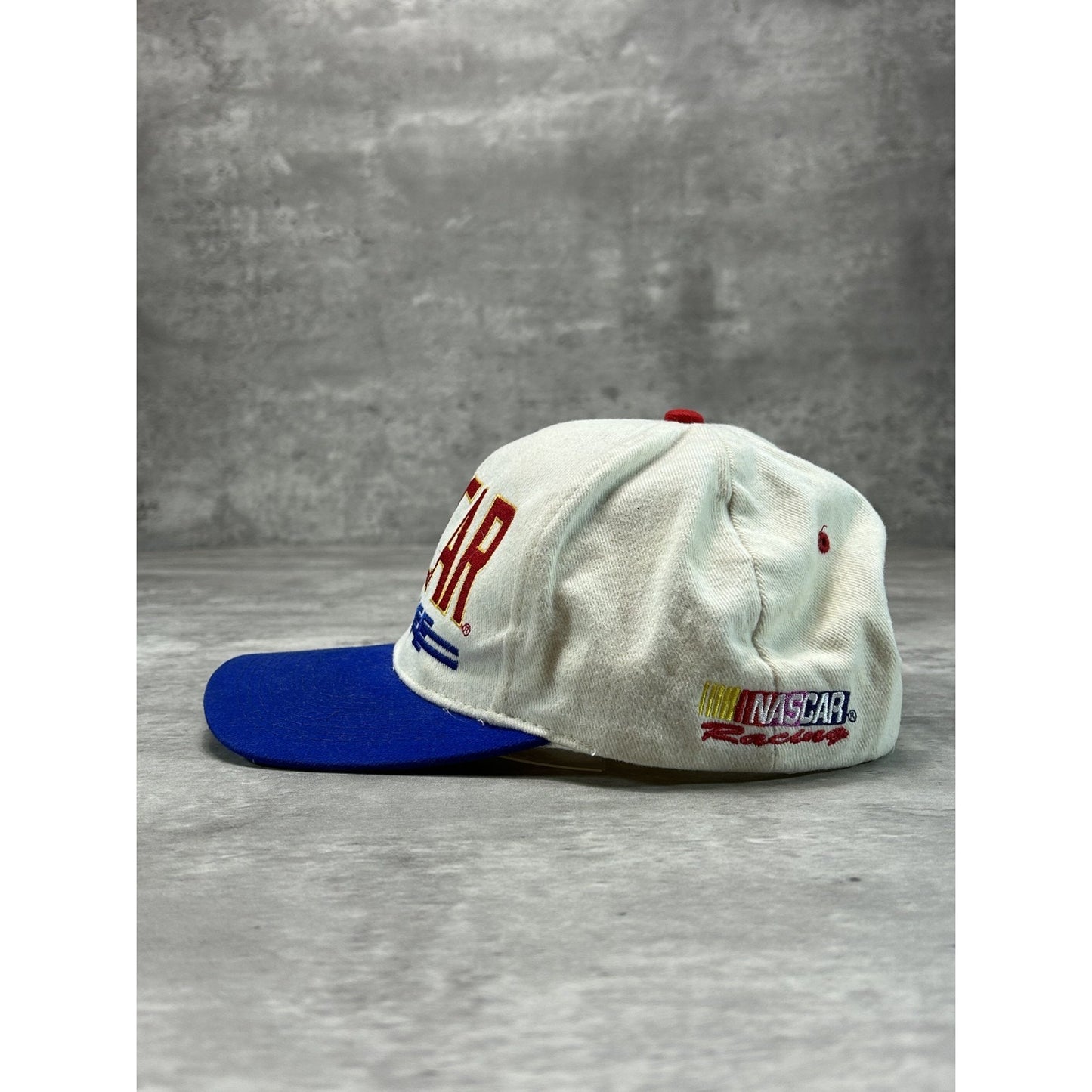 Vintage 90s Nascar Cafe Embroidered Spellout Snapback Hat OSFA White