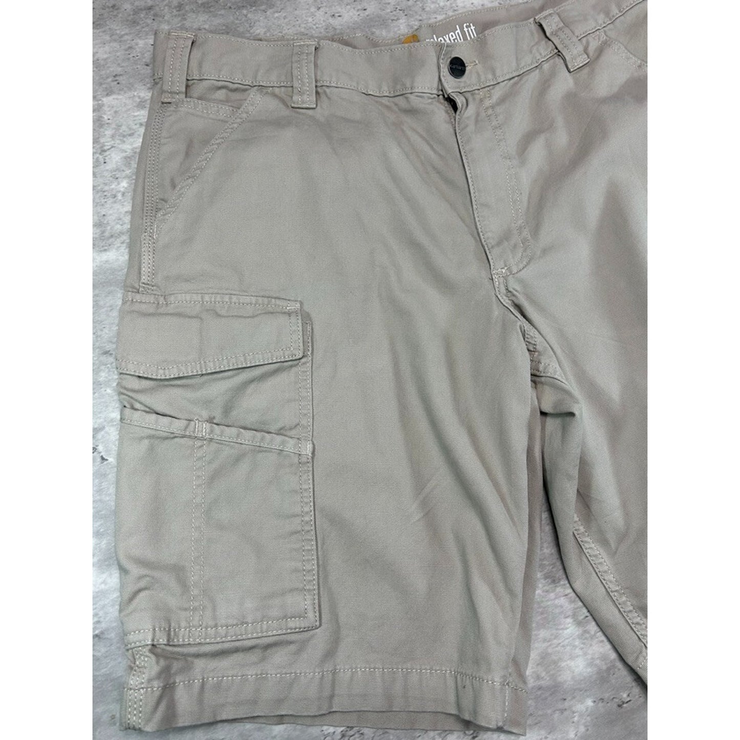 Carhartt Relaxed Fit Canvas Workwear Cargo Shorts Size 36 Beige