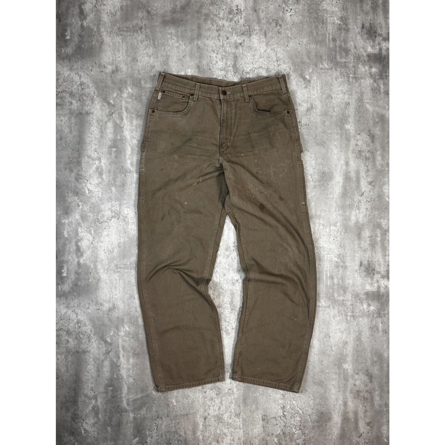 Vintage Carhartt Loose Fit Canvas Work Wear Carpenter Pants Size 36W Brown