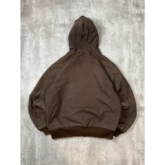 Vintage Carhartt Insulated Canvas Workwear Hooded Active Jacket Size XL