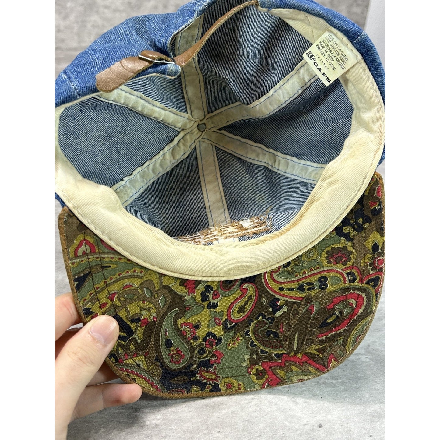 Vintage 90s IBM Embroidered Logo Medium Wash Denim Strapback Hat OSFA
