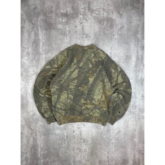 Vintage Jerzees Outdoors Realtree Hardwoods Hunting Camo Sweatshirt Size Medium
