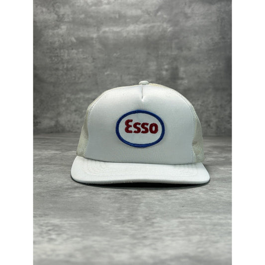 Vintage 80s/90s Esso Gas Embroidered Patch Trucker Snapback Hat OSFA