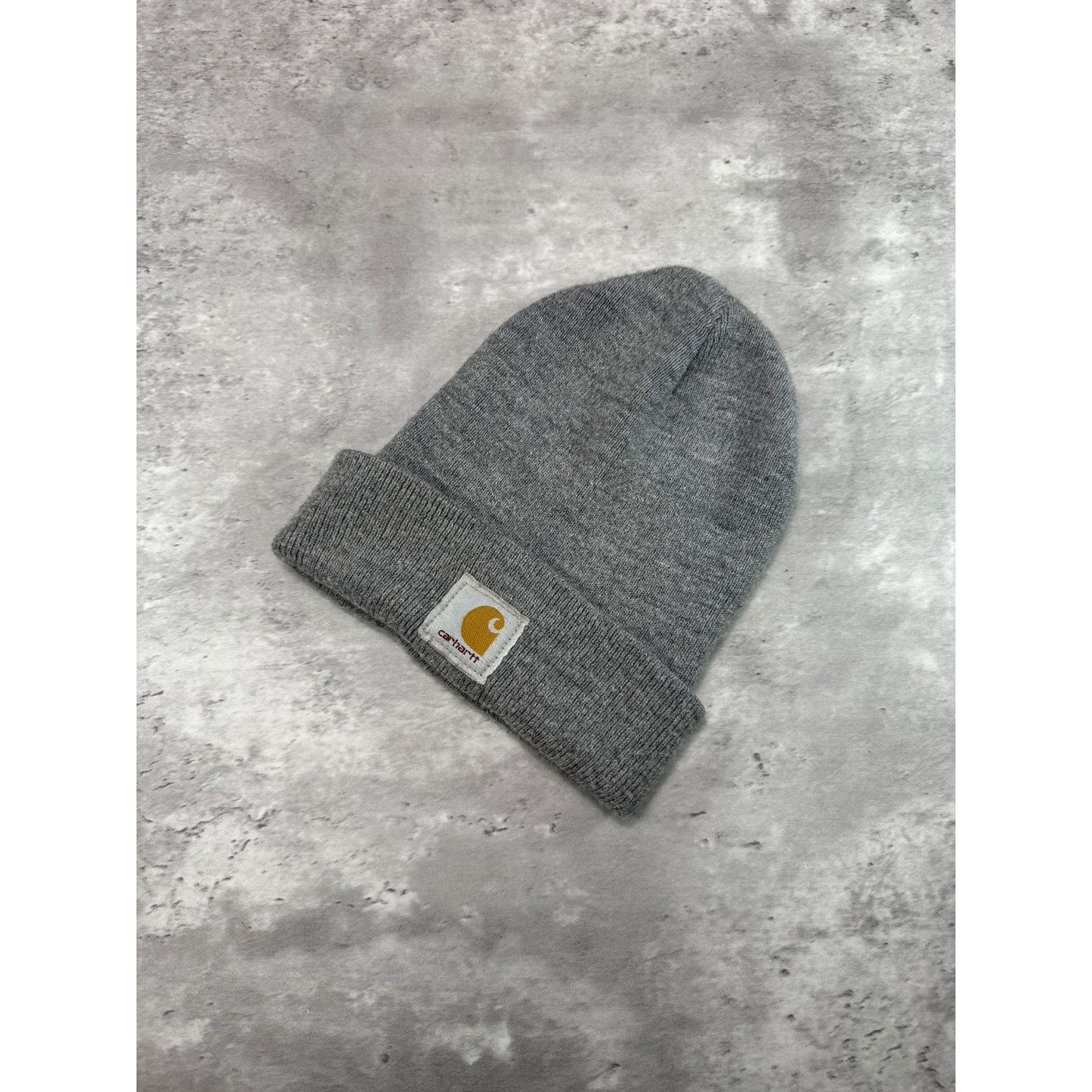 Vintage Carhartt Embroidered Patch Workwear Beanie Hat OSFA Gray
