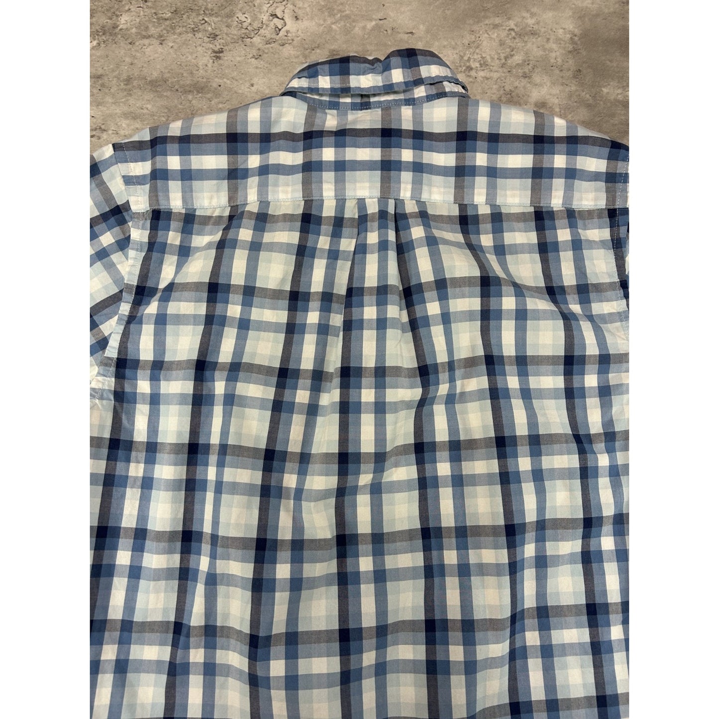Dockers Plaid Print Short Sleeve Cropped Reworked Button Up Shirt Size Medium