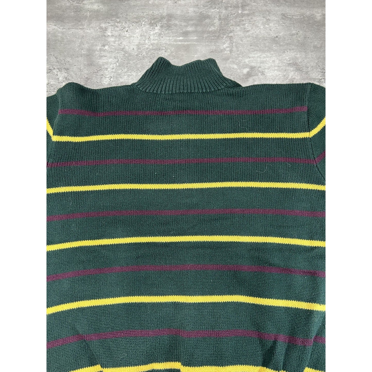 Vintage 90s Polo Ralph Lauren Striped 1/4 Button Pullover Knit Sweater Size XL