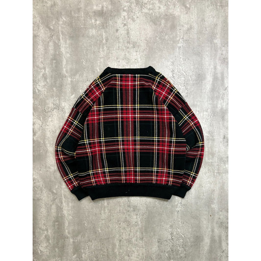Vintage 90s Plaid Print Pullover Ribbed Knit Sweater Size Large
