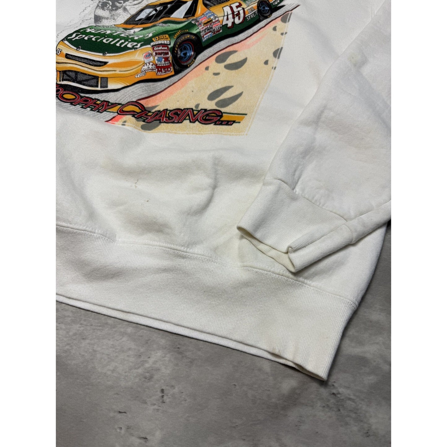 Vintage 90s Jeff Fuller #45 Trophy Chasing Nascar Graphic Sweatshirt Size XL