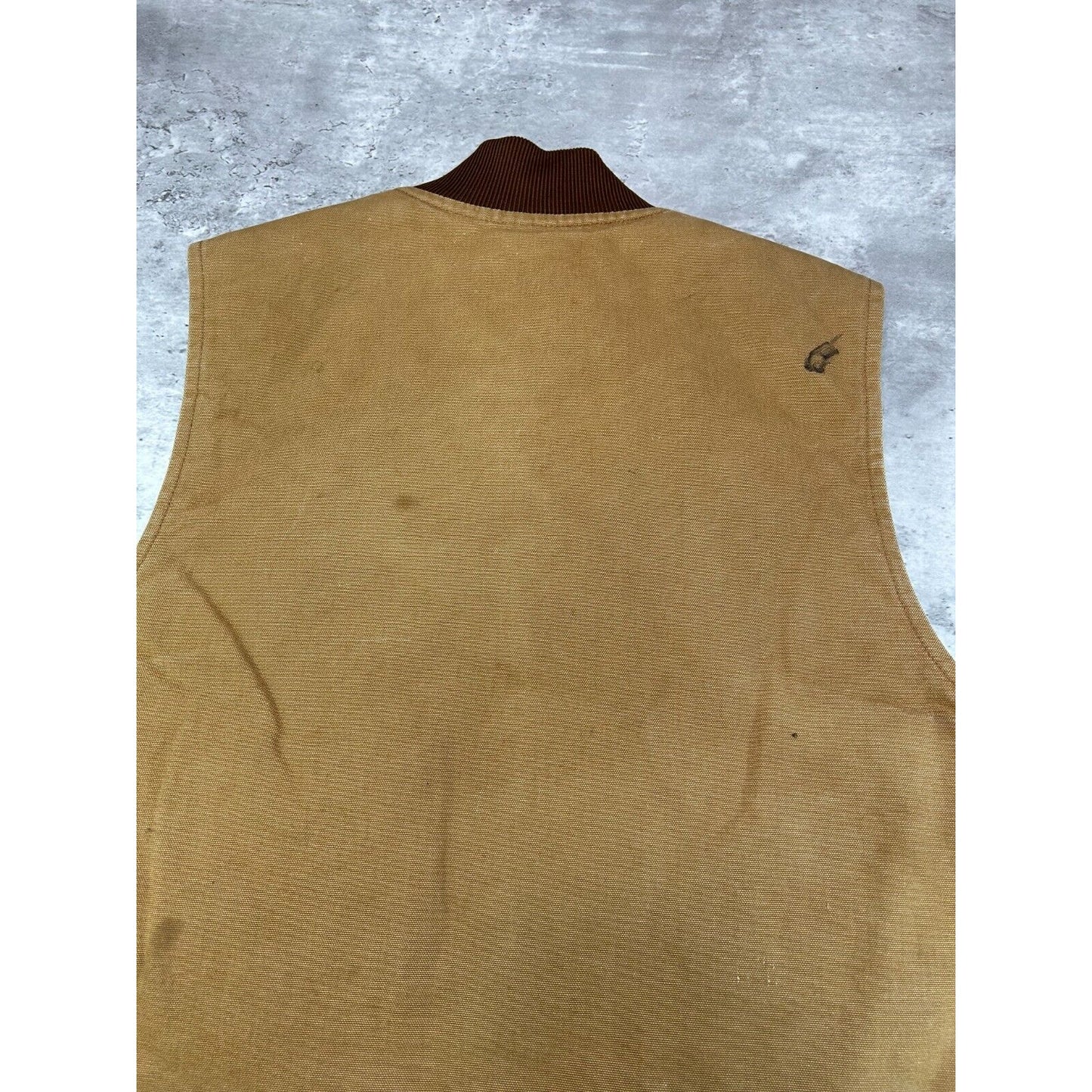 Vintage Carhartt Quilted Lined Canvas Workwear Vest Size Large Beige V01 BRN