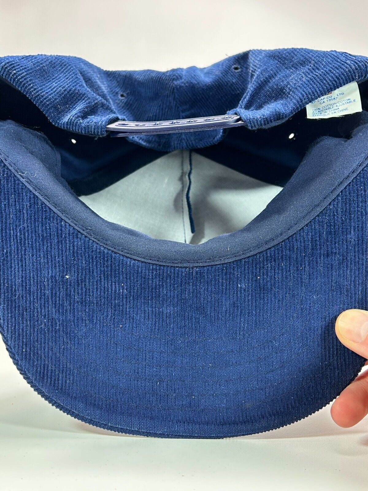 Vintage Shift Shuffle Spell Out Corduroy Snapback Hat OSFA Navy Blue