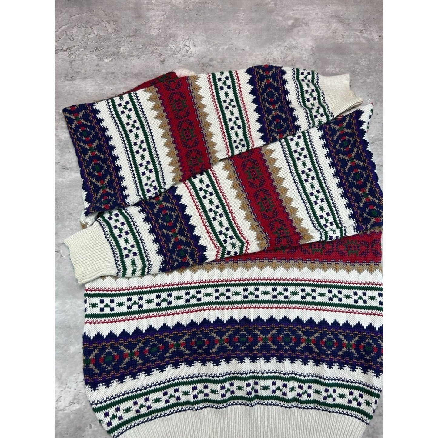 Vintage 90s Knights Of Round Table Abstract Striped Knit Sweater Size Large