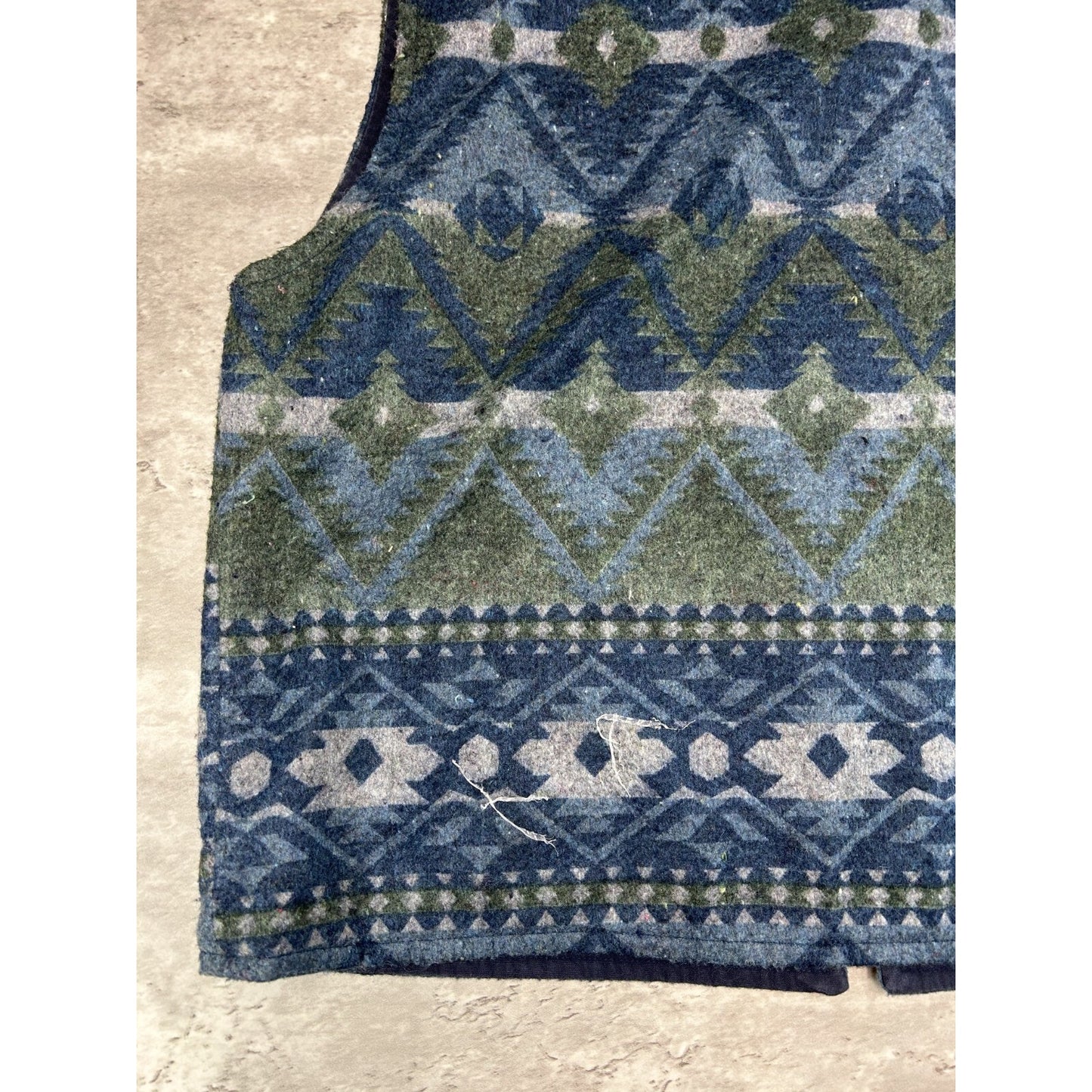 Vintage 1980s Aztec Print Full Zip Fleece Vest Size Large Blue/Green