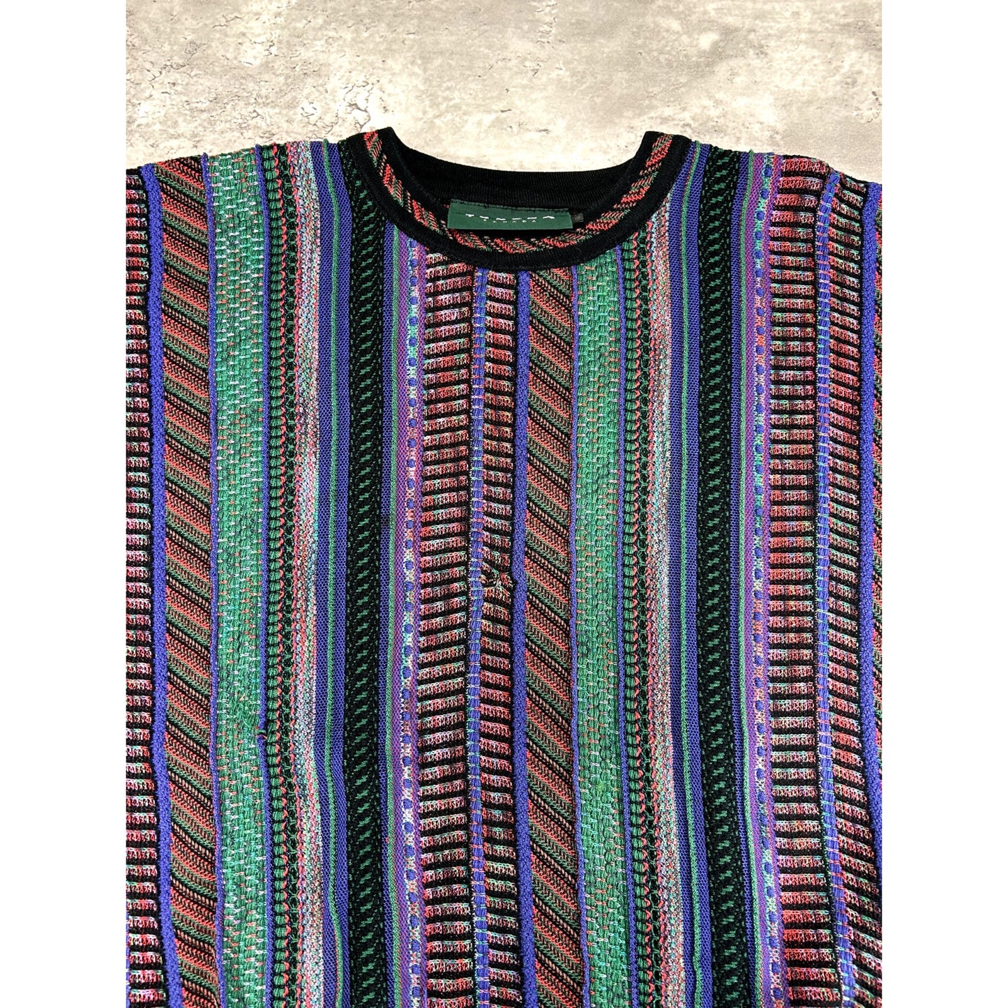 Vintage 90s Tundra Abstract 3D Print Pullover Ribbed Knit Sweater Size 4XL