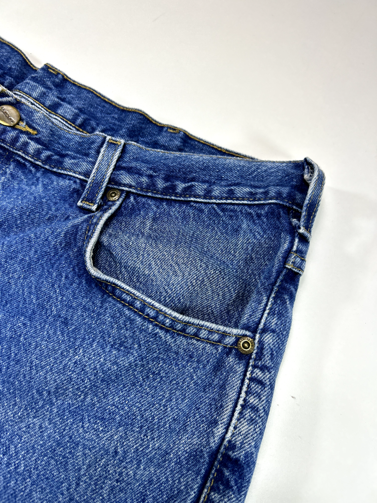 Vintage 90s Carhartt Dark Wash Denim Workwear Pants Size 38 Blue