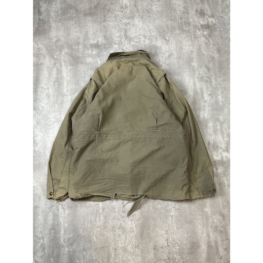 Vintage Woolrich Blanket Lined Insulated Canvas Long Jacket Size XL Green