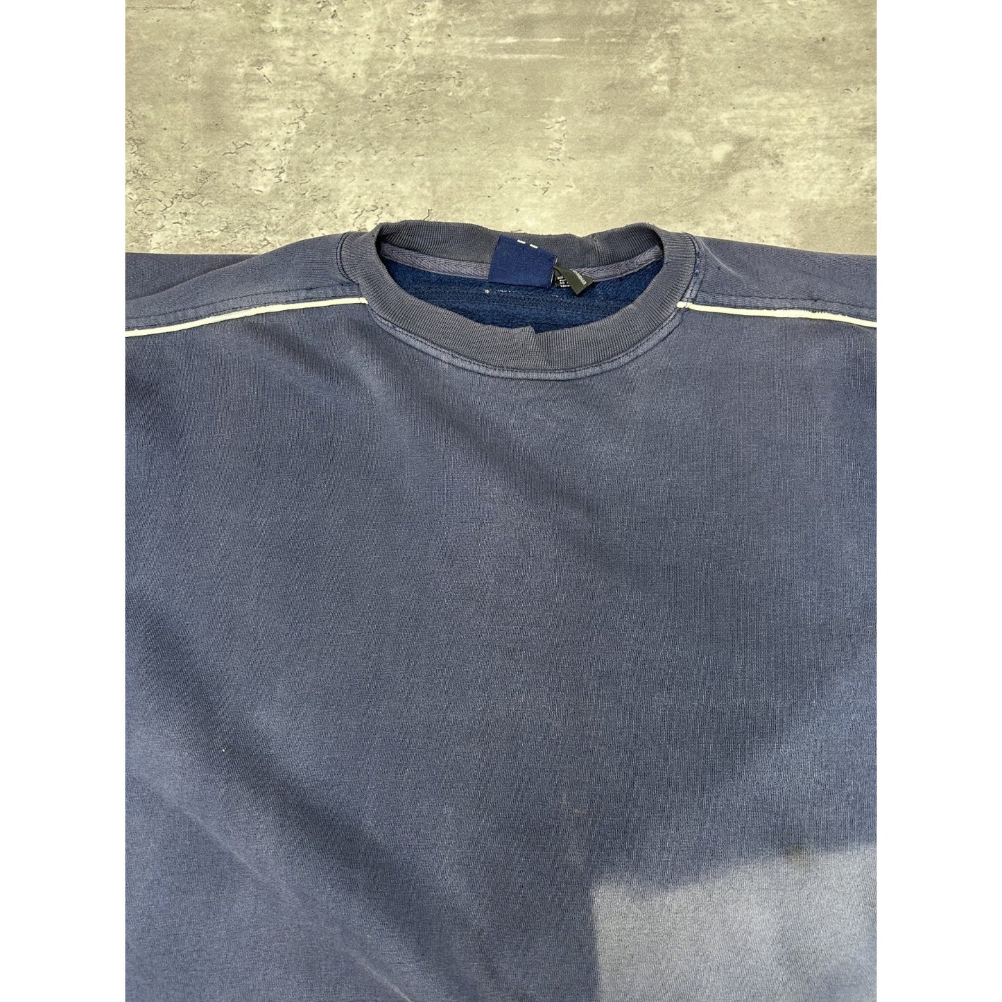 Vintage 90s No Fear Embroidered Spellout Striped Crewneck Sweatshirt Size Medium