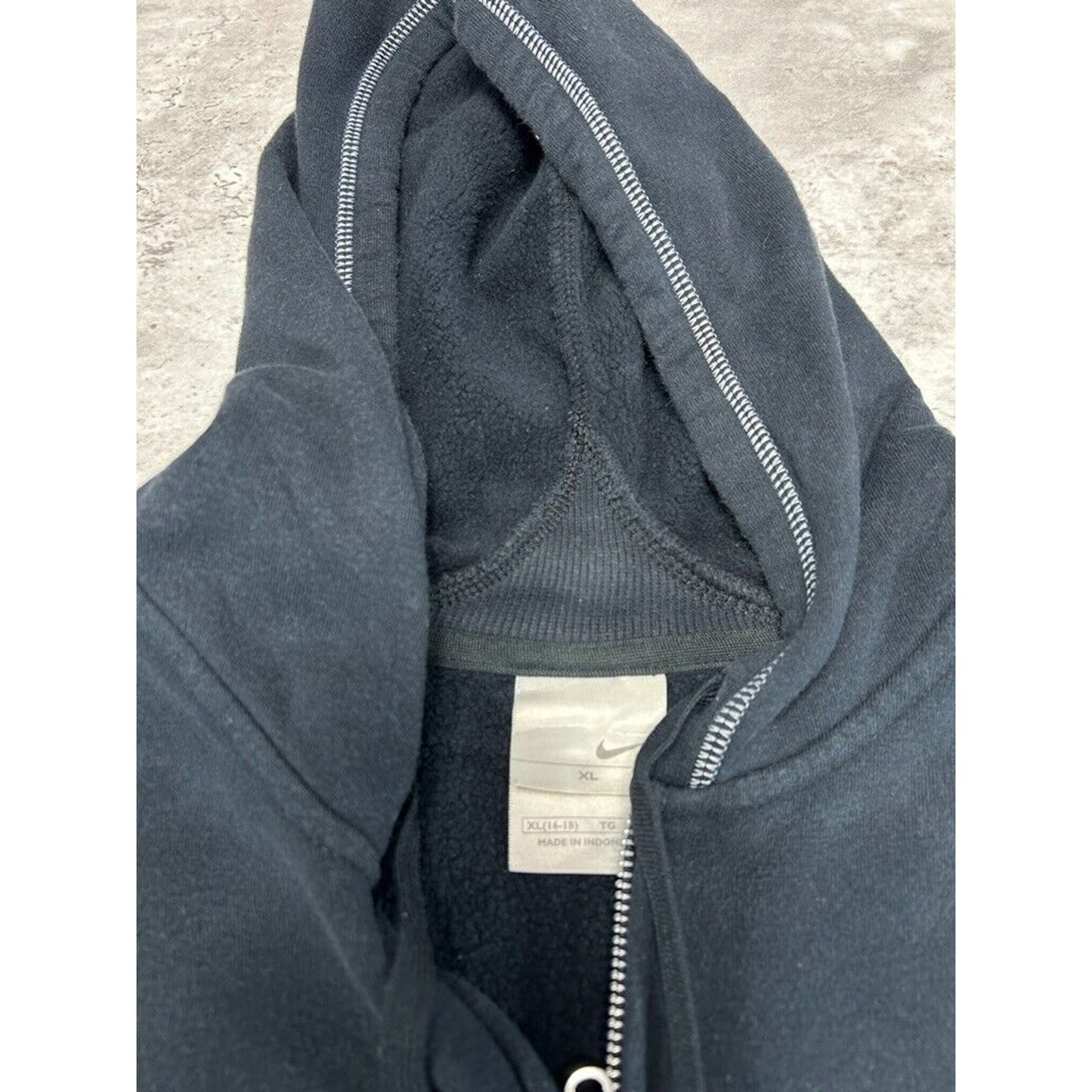 Vintage Womens Nike Embroidered Swoosh Full Zip Hooded Sweatshirt Size XL Black