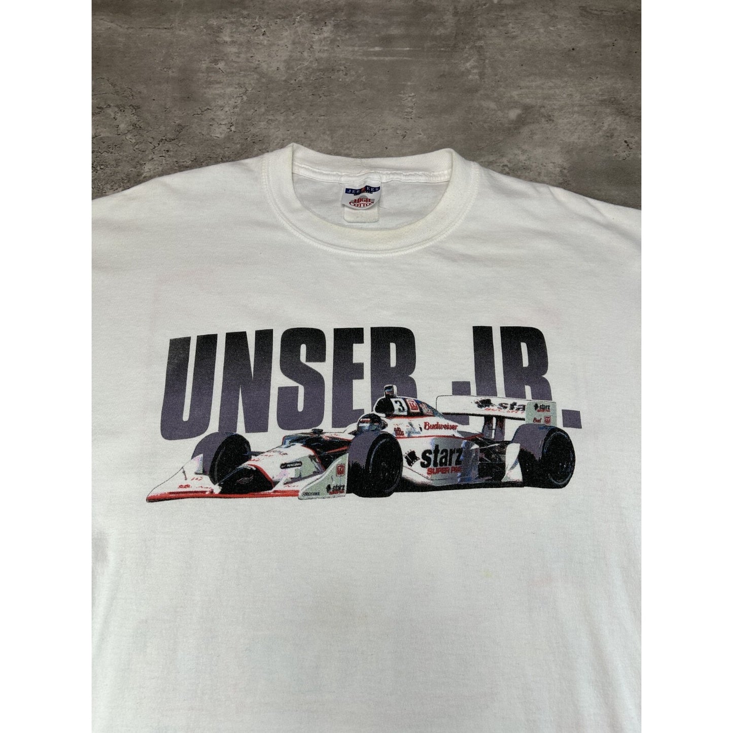 Vintage 90s Al Unser Jr #3 Indy Racing League Graphic T-Shirt Size Large