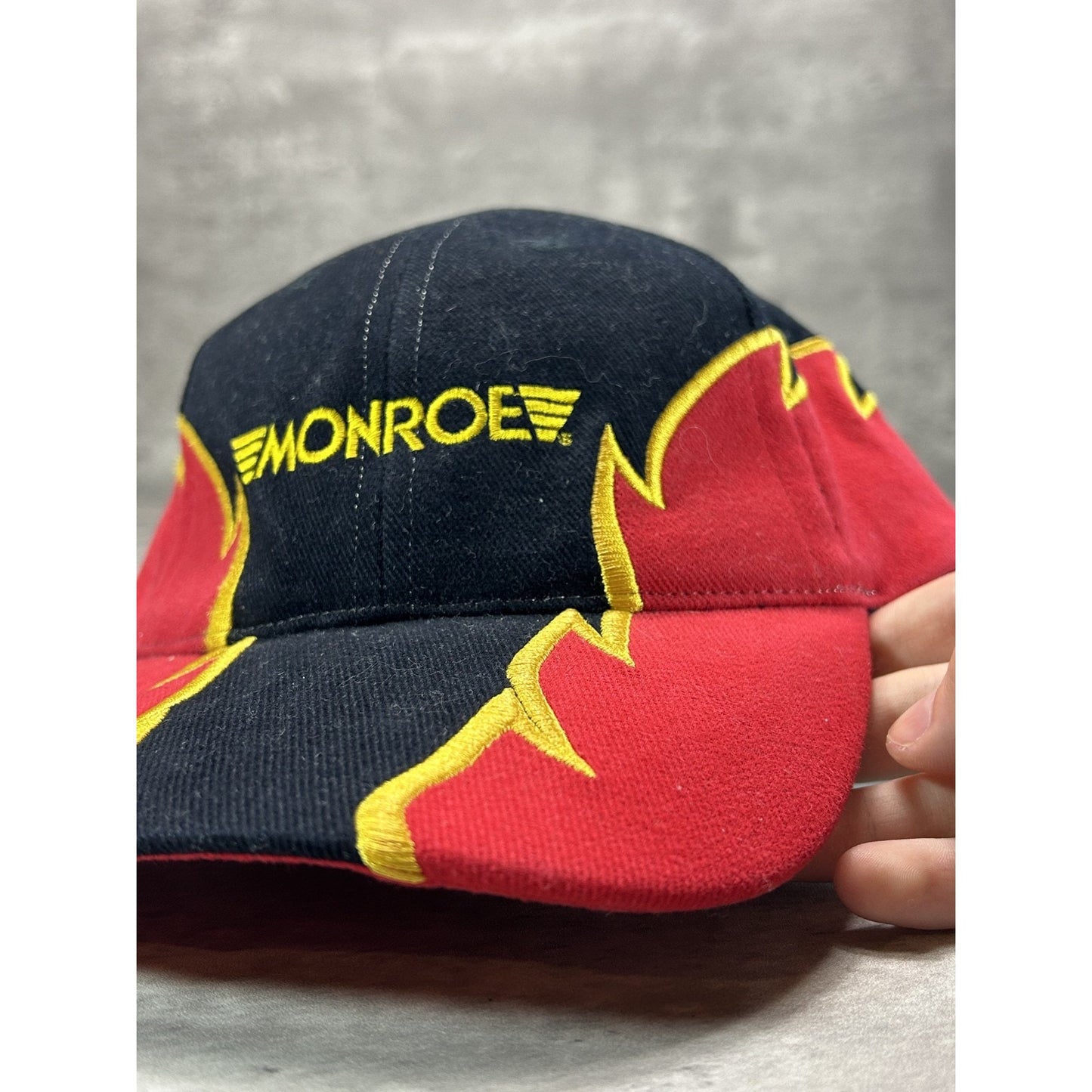 Vintage Monroe Embroidered Spellout Abstract Stitch Strapback Hat OSFA