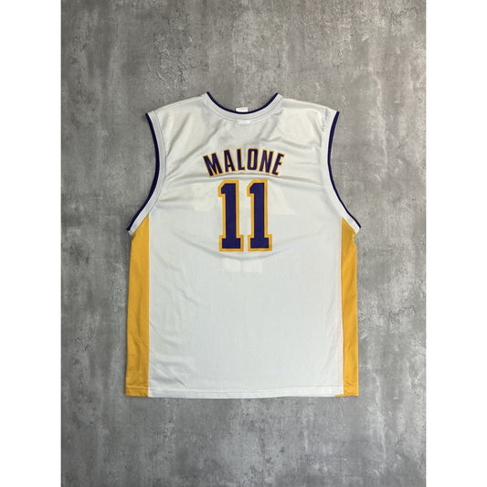 Vintage Karl Malone #11 Los Angeles Lakers NBA Reebok Basketball Jersey Size XL
