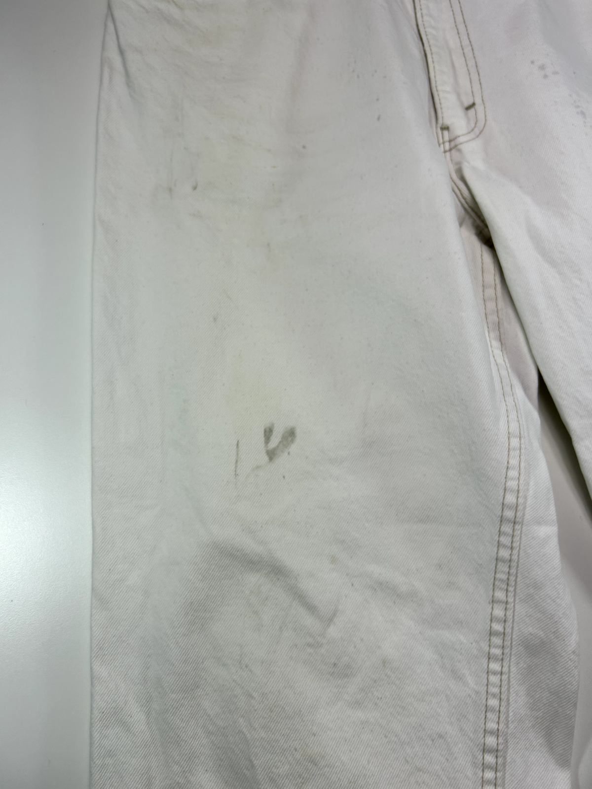 Vintage 80s Levis 550 Orange Tab Relaxed Fit White Denim Pants Size 36W