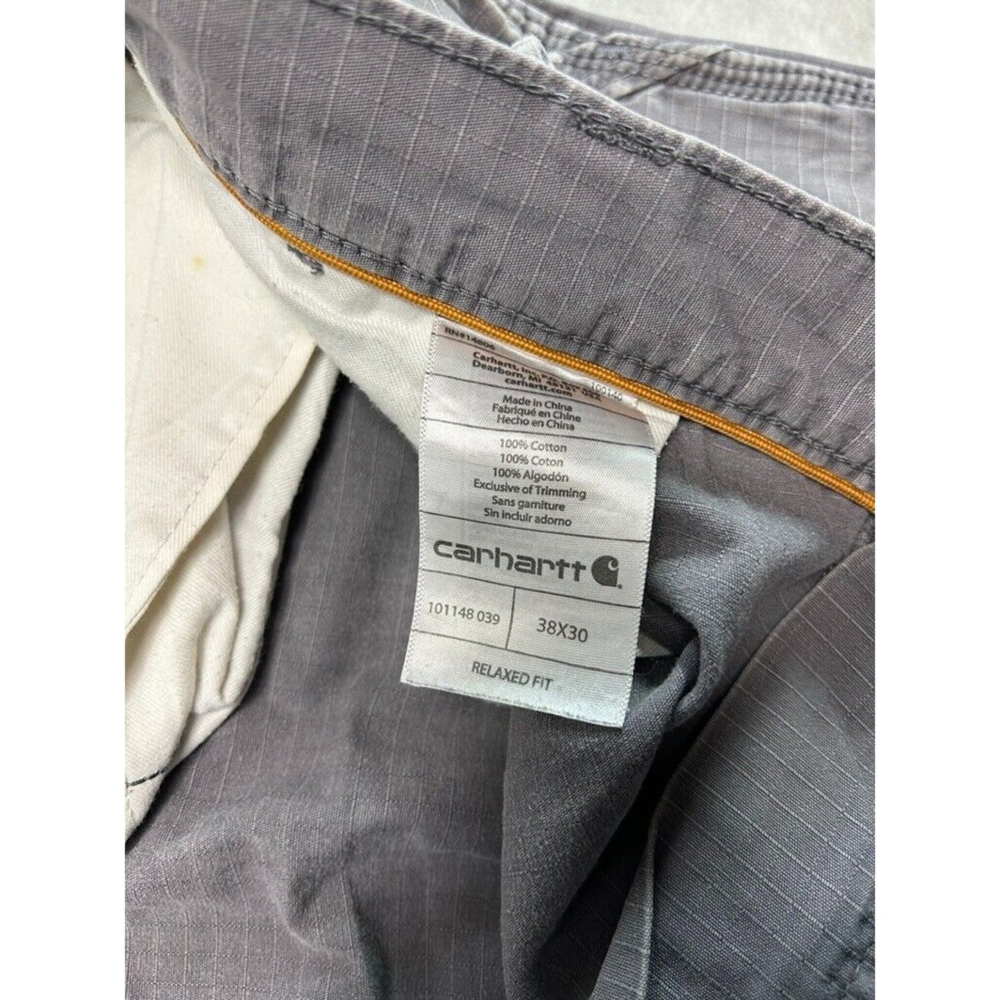 Carhartt Relaxed Fit Ripstop Workwear Cargo Carpenter Pants Size 38 Gray