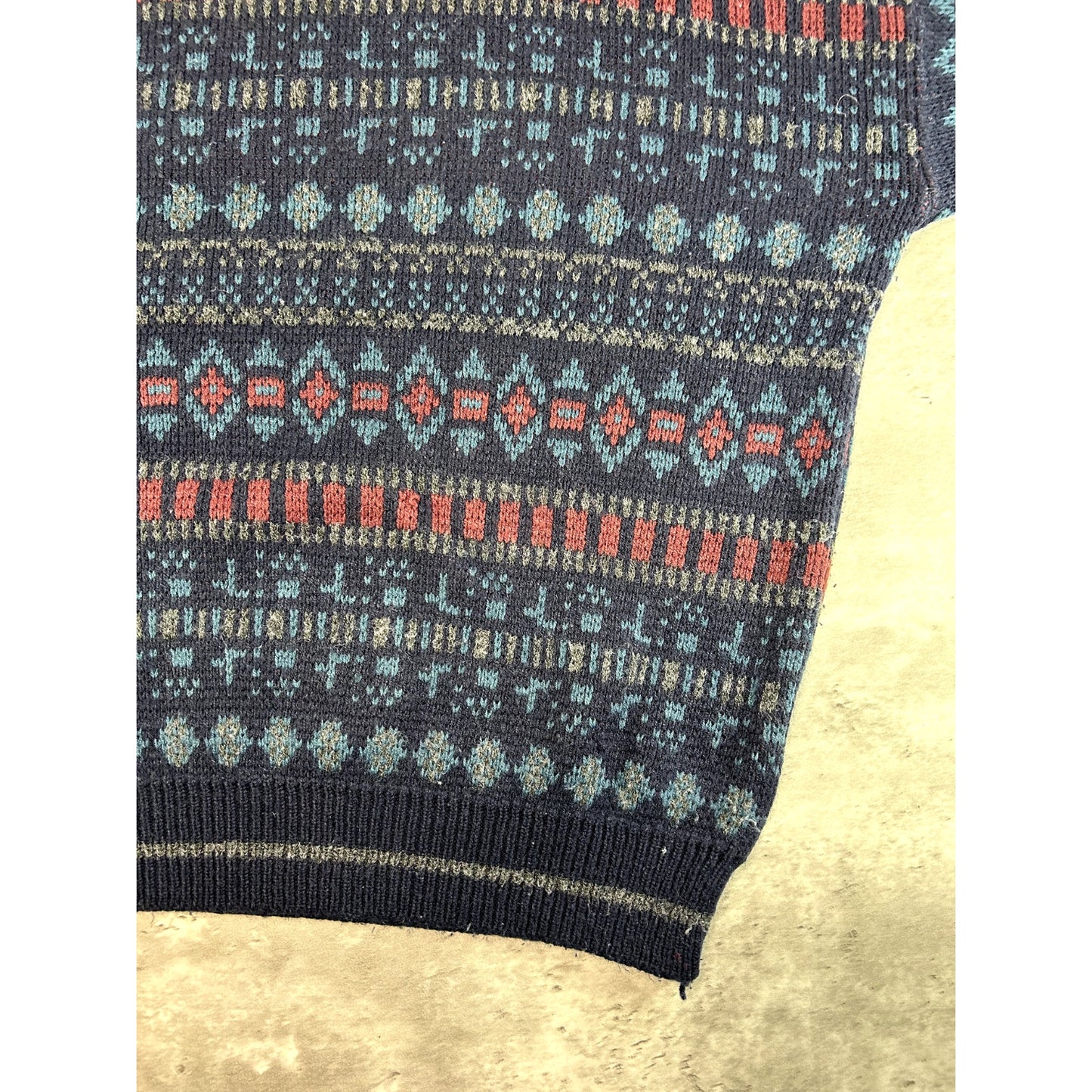 Vintage 90s Basic Editions Abstract Striped Pullover Knit Sweater Size Large