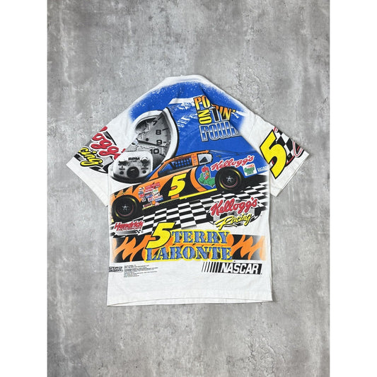 Vintage 2001 Terry Labonte #5 Kellogs Racing Nascar All Over Print T-Shirt Sz M