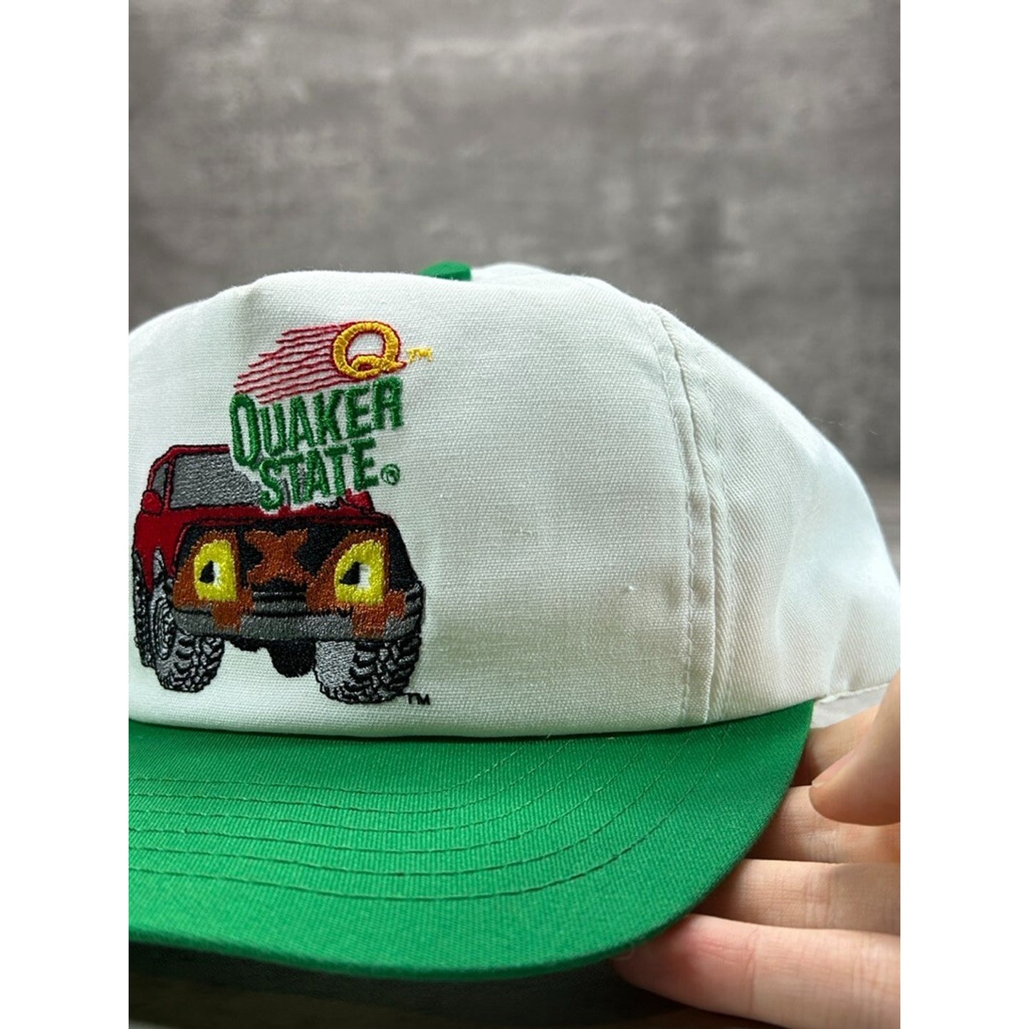 Vintage 90s Quaker State Embroidered Truck Graphic Snapback Hat OSFA