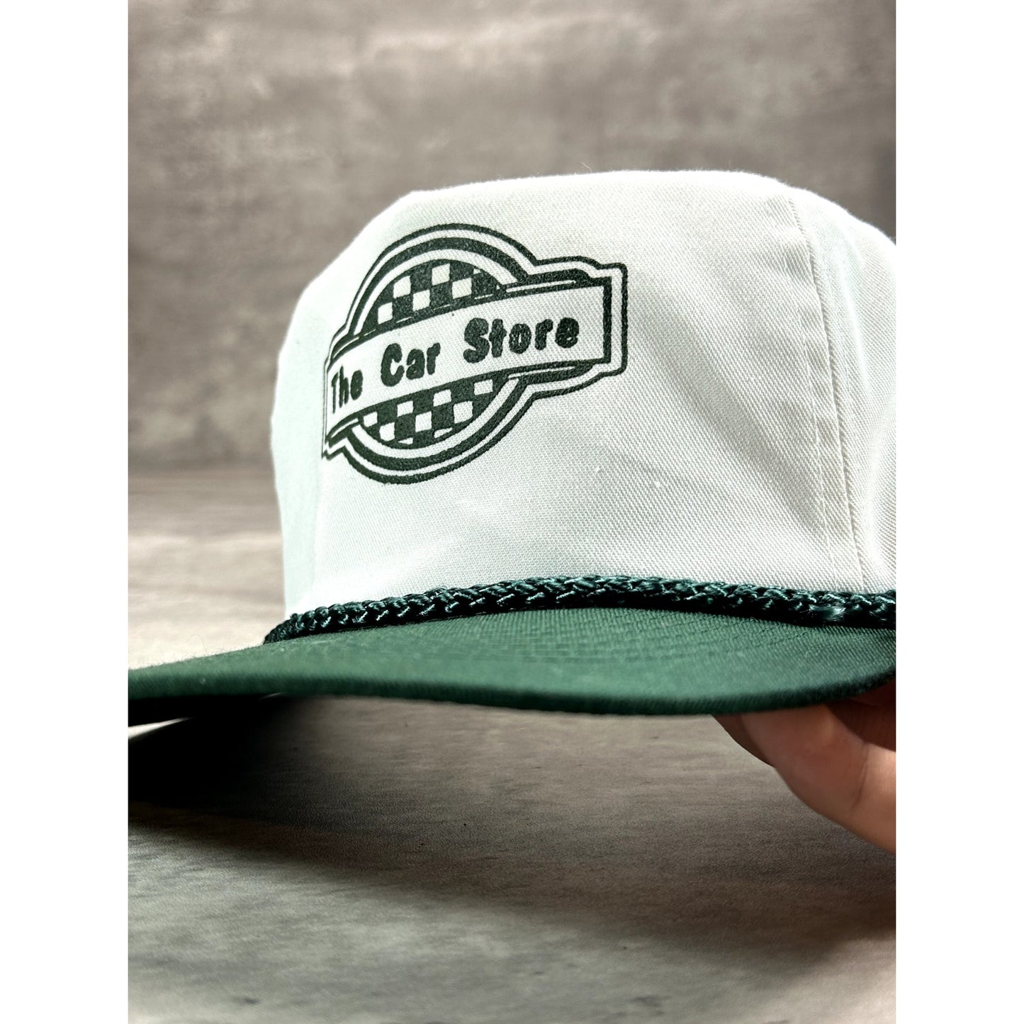 Vintage 90s The Car Store Graphic Spellout Snapback Hat OSFA White/Green