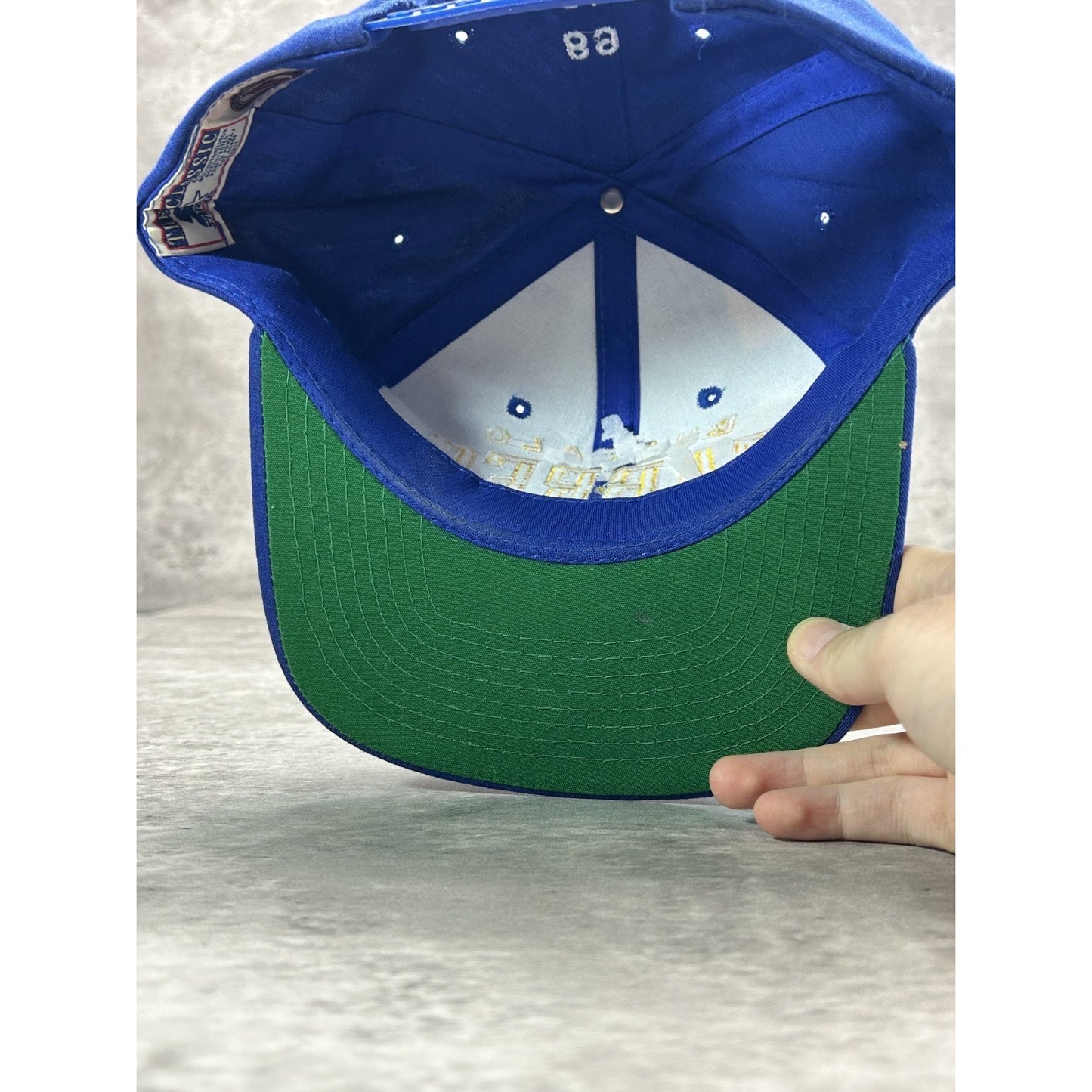 VTG 90s Buffalo Sabres NHL Starter Embroidered Arc Spellout Snapback Hat OSFA
