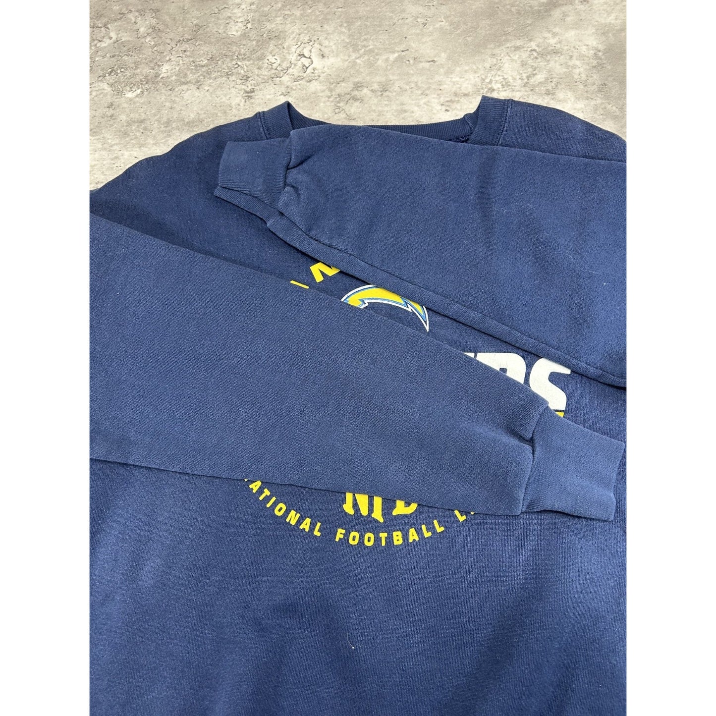 San Diego Chargers NFL Graphic Spellout Football Sweatshirt Size Large