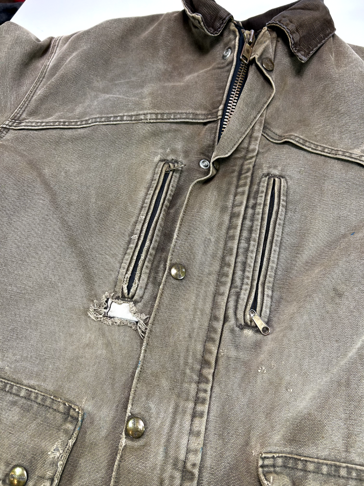 Vintage 90s Carhartt Blanket Lined Canvas Workwear Farm Jacket Size Medium Brown