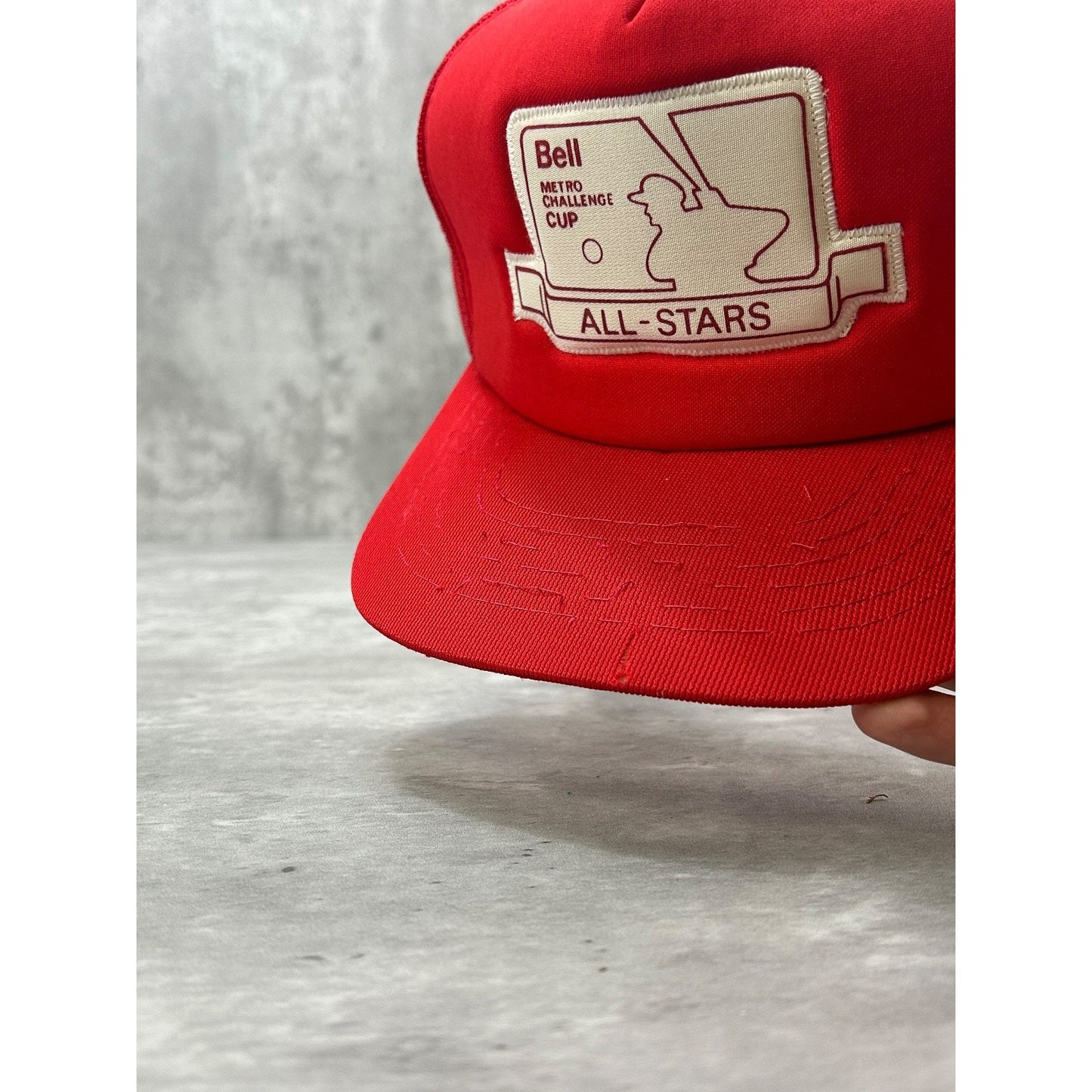 Vintage 80s/90s MLB All Stars Graphic Logo Trucker Snapback Hat Size M/L Red