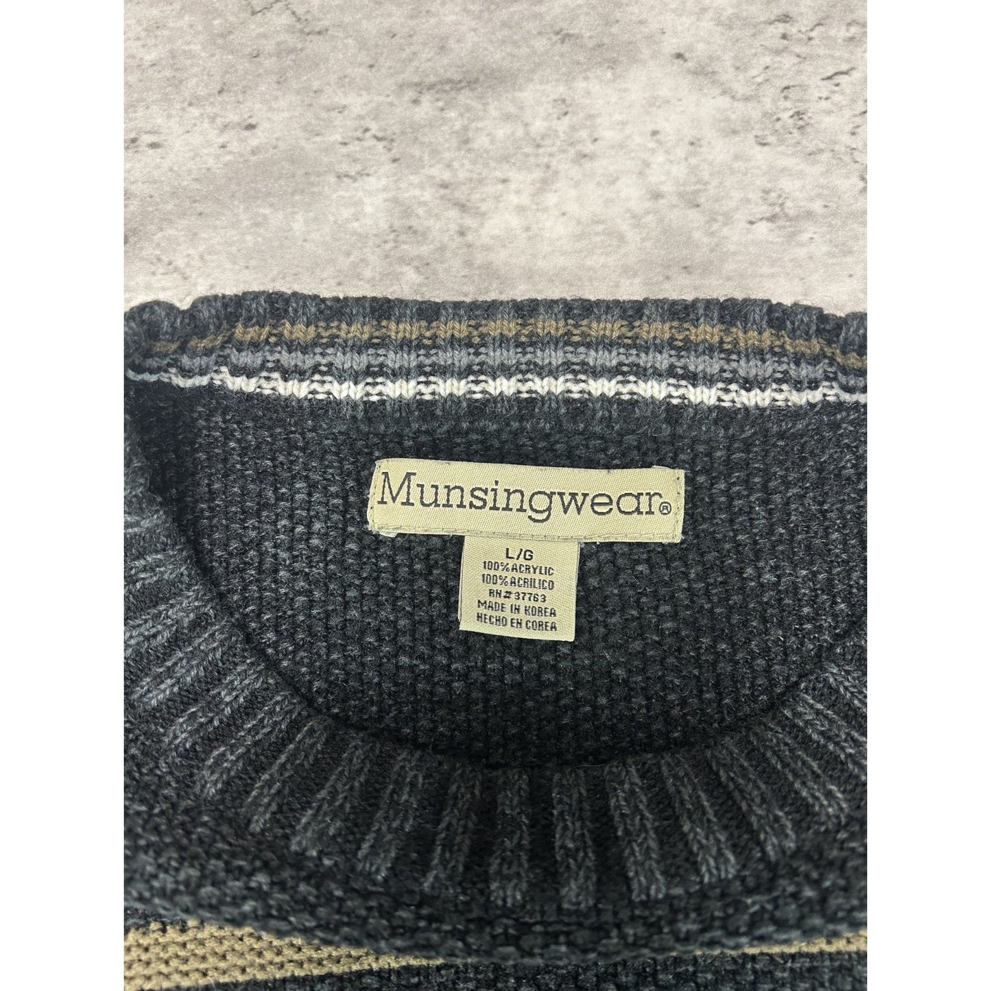 Vintage 90s Earth Tone Striped Pullover Knit Sweater Size Large