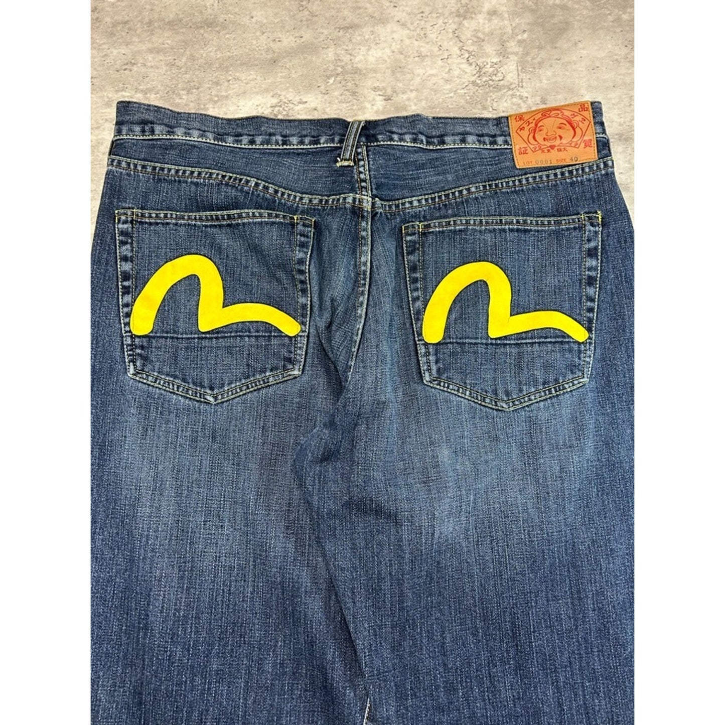 Vintage Y2K Evisu Embroidered Arches Dark Wash Denim Pants Size 40 Blue