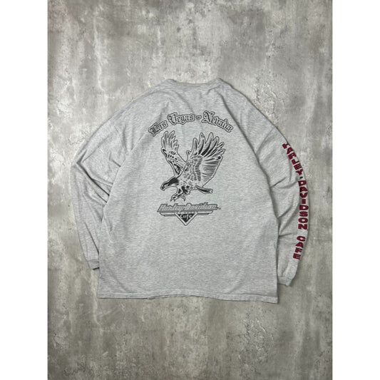 Vintage Harley Davidson Cafe Graphic Spellout Long Sleeve T-Shirt Size 2XL